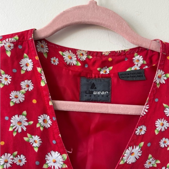 Vintage 90s Red Floral Vest - Picture 4 of 8